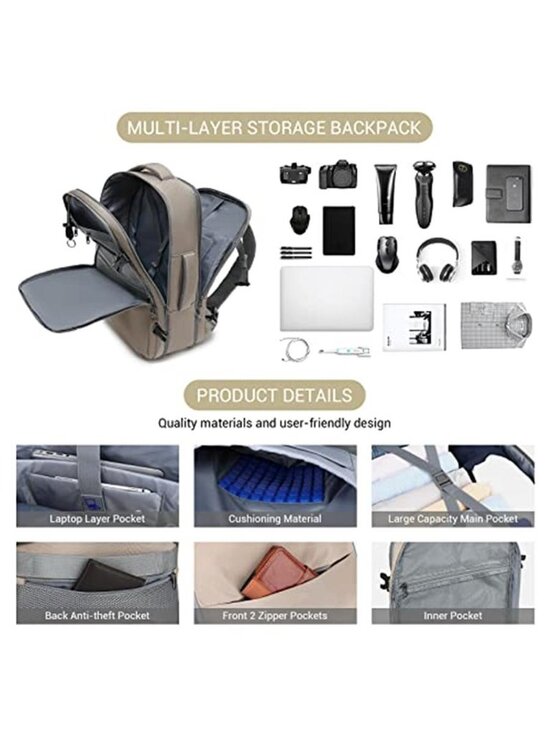 50L Expandable Travel Backpack Carry On Laptop Bag With Packing Cubes main image 4